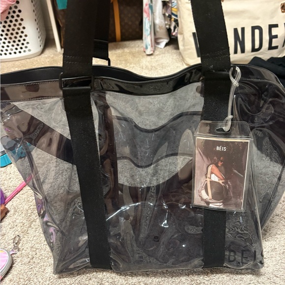 Beis Transparent Black Beach Tote Bag - Picture 7 of 13